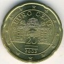 Euro - 20 Euro Cent - Austria - 2002 - Brass - KM# 3086 - Obv: Belvedere Palace gate Rev: Relief map of European Union at left, denomination at center right - 0